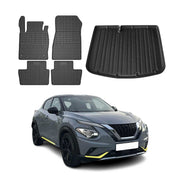 Fußmatten & Kofferraumwanne Set für Nissan Juke 2019-2026 Gummi TPE Schwarz 5x