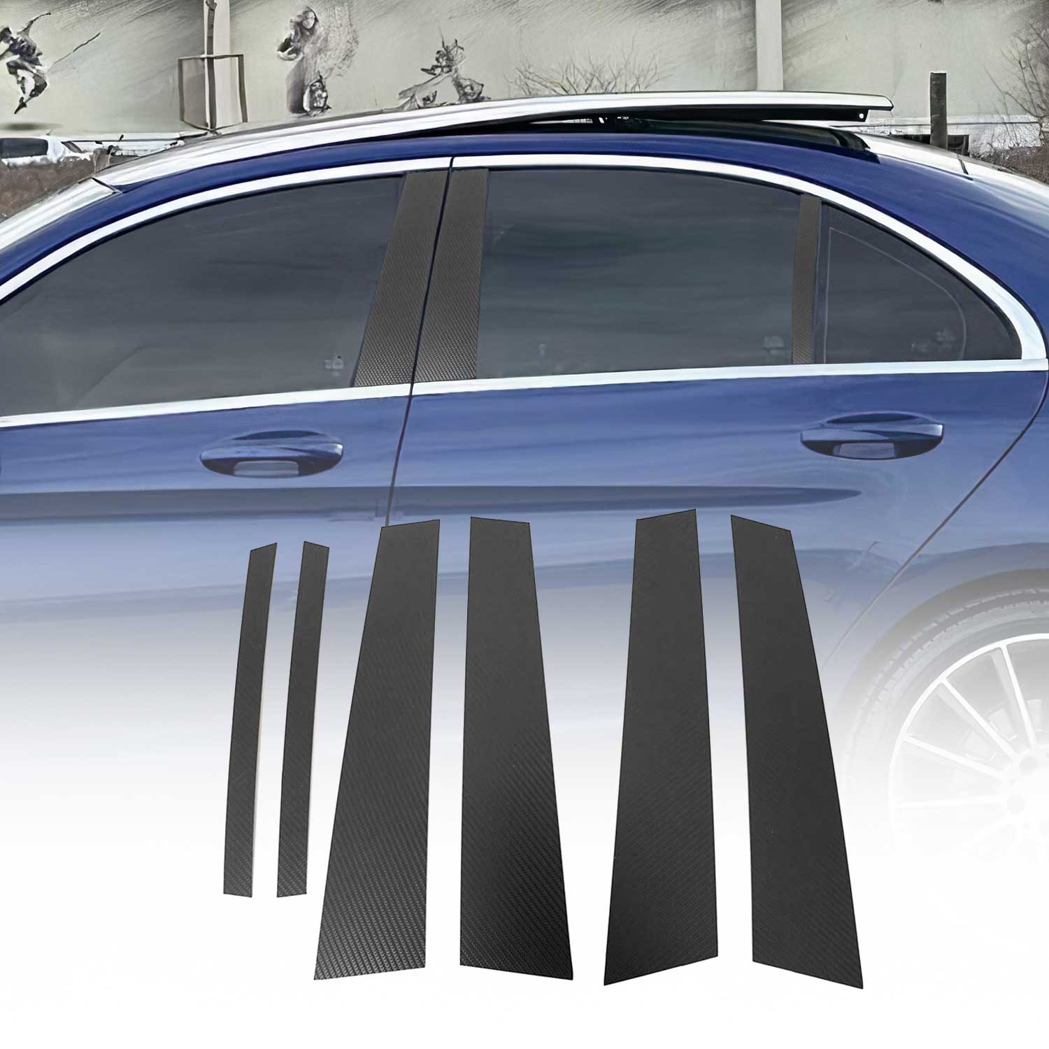 B-Säule Türsäulen Verkleidung für Mercedes C Klasse W205 2014-2021 Chrom
