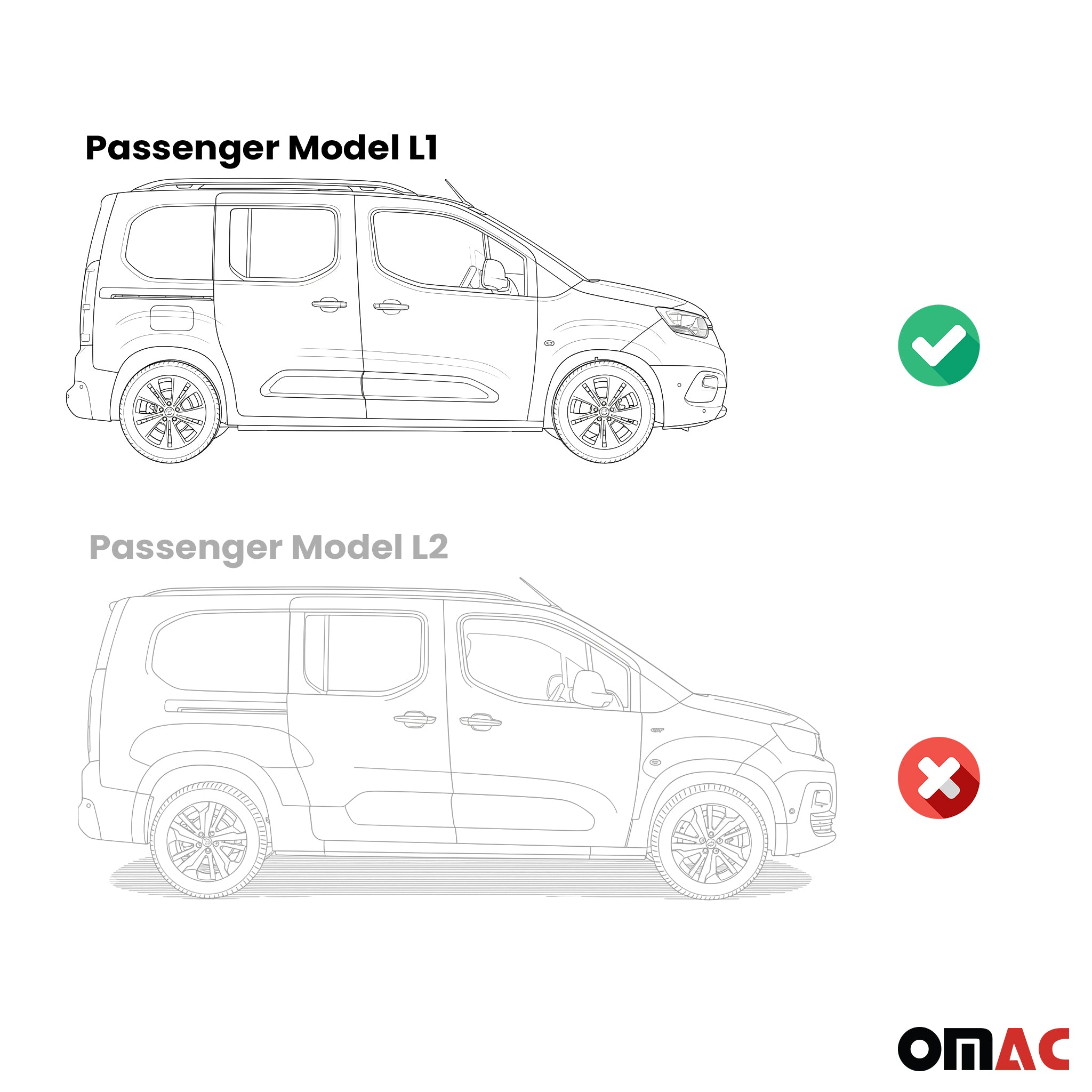 Trittbretter Seitenschweller für Peugeot Rifter 2018-2026 Kombi L1 Silber 2 tlg