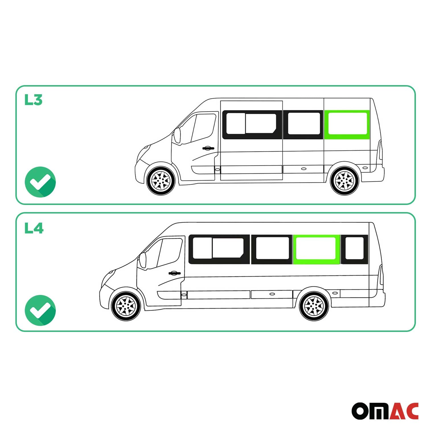 Seitenfenster Auto für Renault Master 2010-2024 Links L3 Mittel L4 Mitte vorne