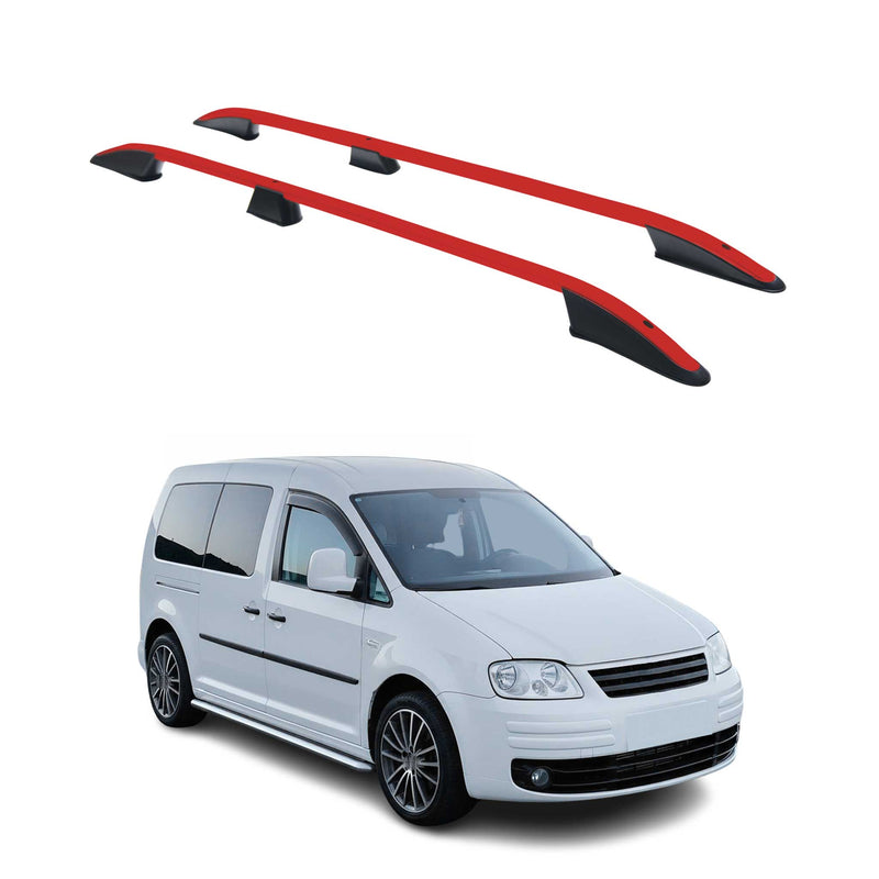 Dachreling Dachgepäckträger für VW Caddy Maxi 2003-2020 Aluminium Rot Schwarz 2x