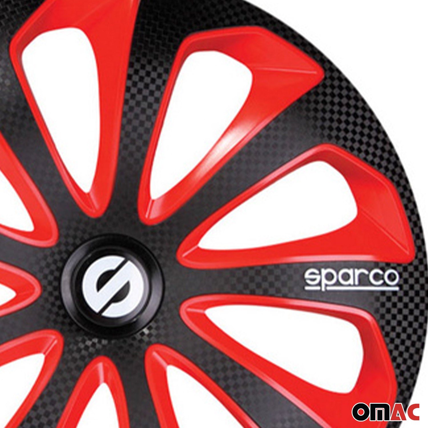Radkappen Radzierblenden Sparco Sicilia 15" Zoll Abdeckung Schwarz Rot Carbon 4x