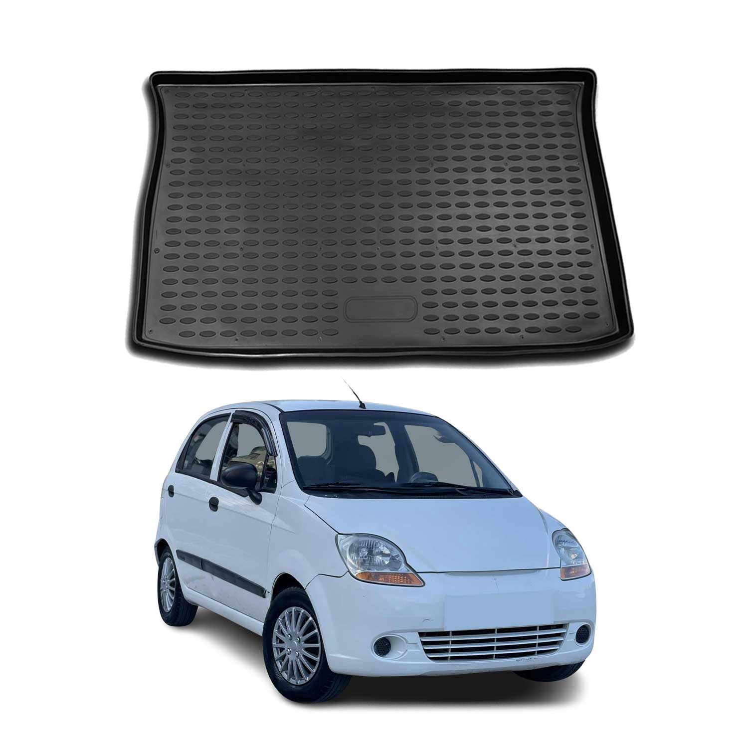 Kofferraummatte Kofferraumwanne für Chevrolet Spark 2005-2010 Gummi TPE Schwarz