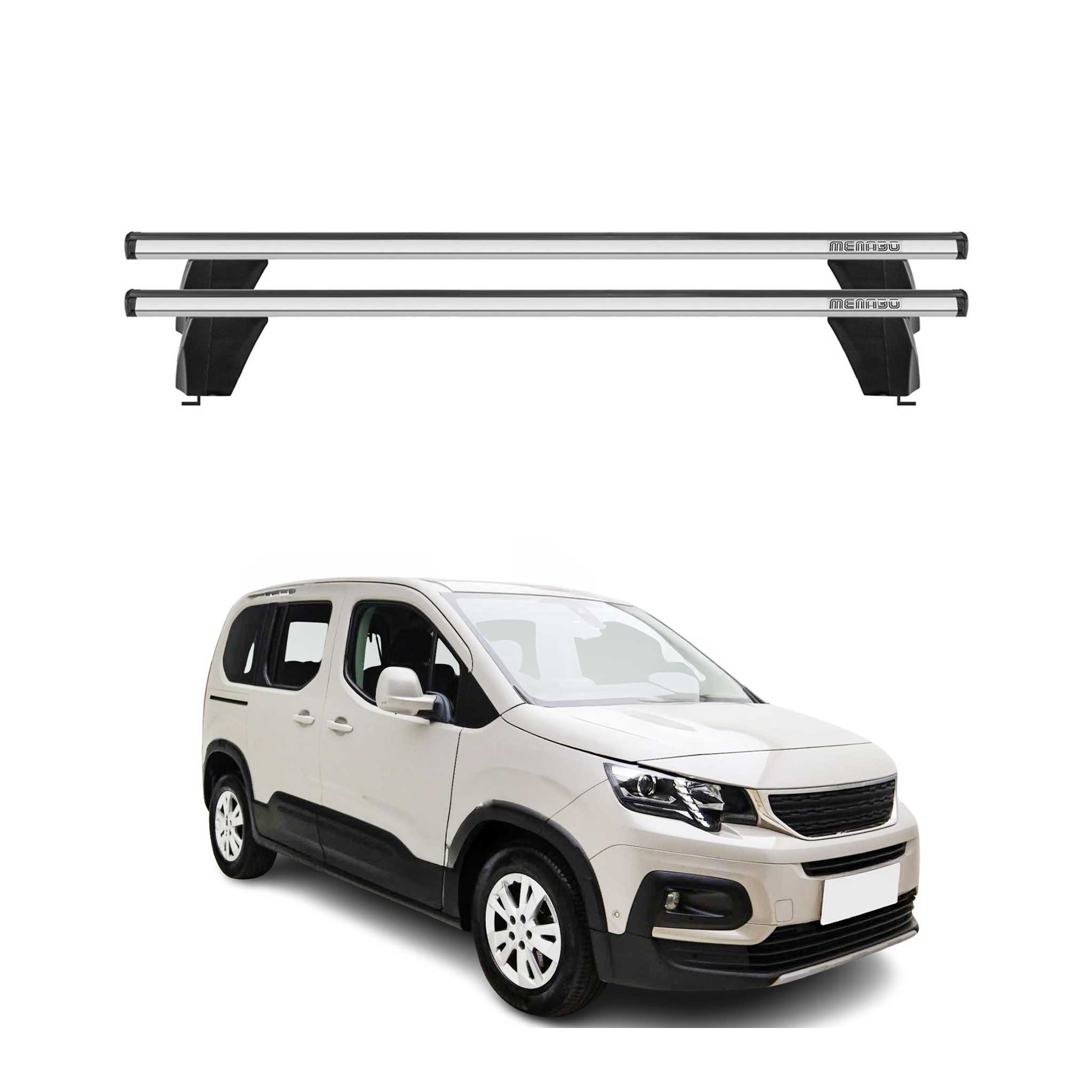 Menabo Dachträger Grundtäger für Peugeot Rifter 2018-2026 75kg Alu Silber 2 tlg