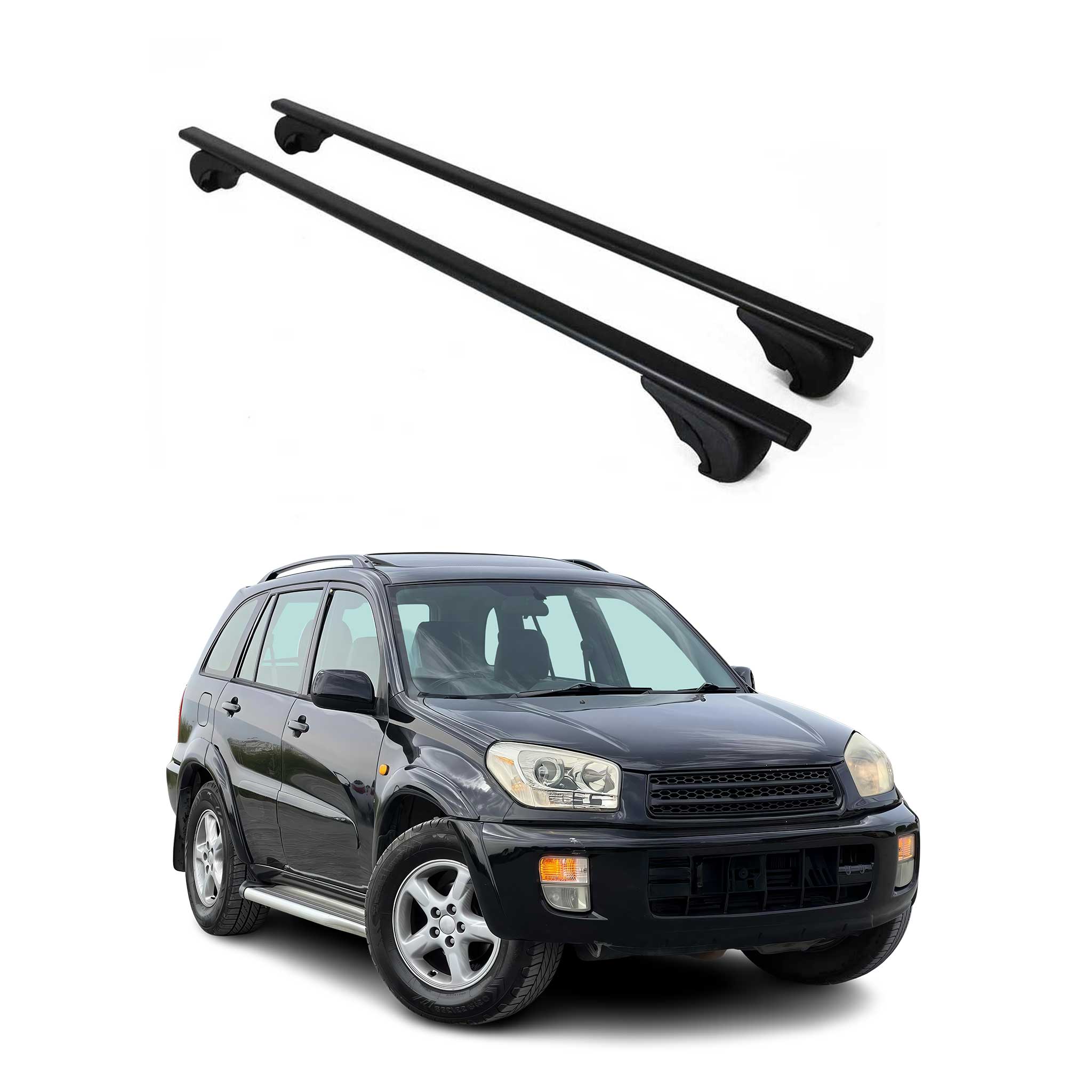 Dachträger Grundtäger für Toyota RAV4 2000-2012 75kg Metall Schwarz 2 tlg