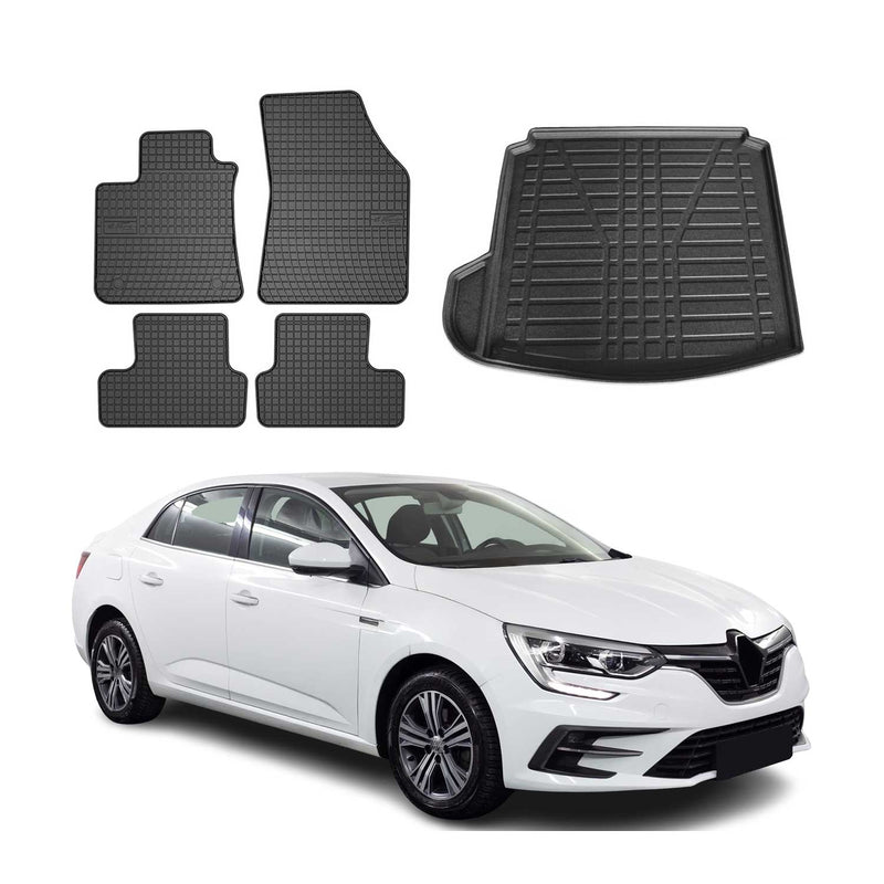 Fußmatten & Kofferraumwanne Set für Renault Megane Touch Icon 2016-2025 Gummi 5x