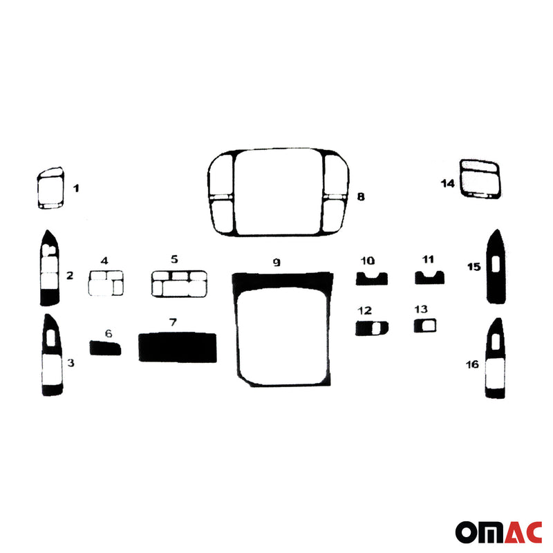 Innenraum Dekor Cockpit für Toyota Land Cruiser 100 1998-2003 Alu Optik 16x