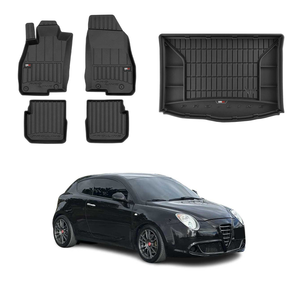 OMAC Fußmatten & Kofferraumwanne Set für Alfa Romeo Mito 2008-2018