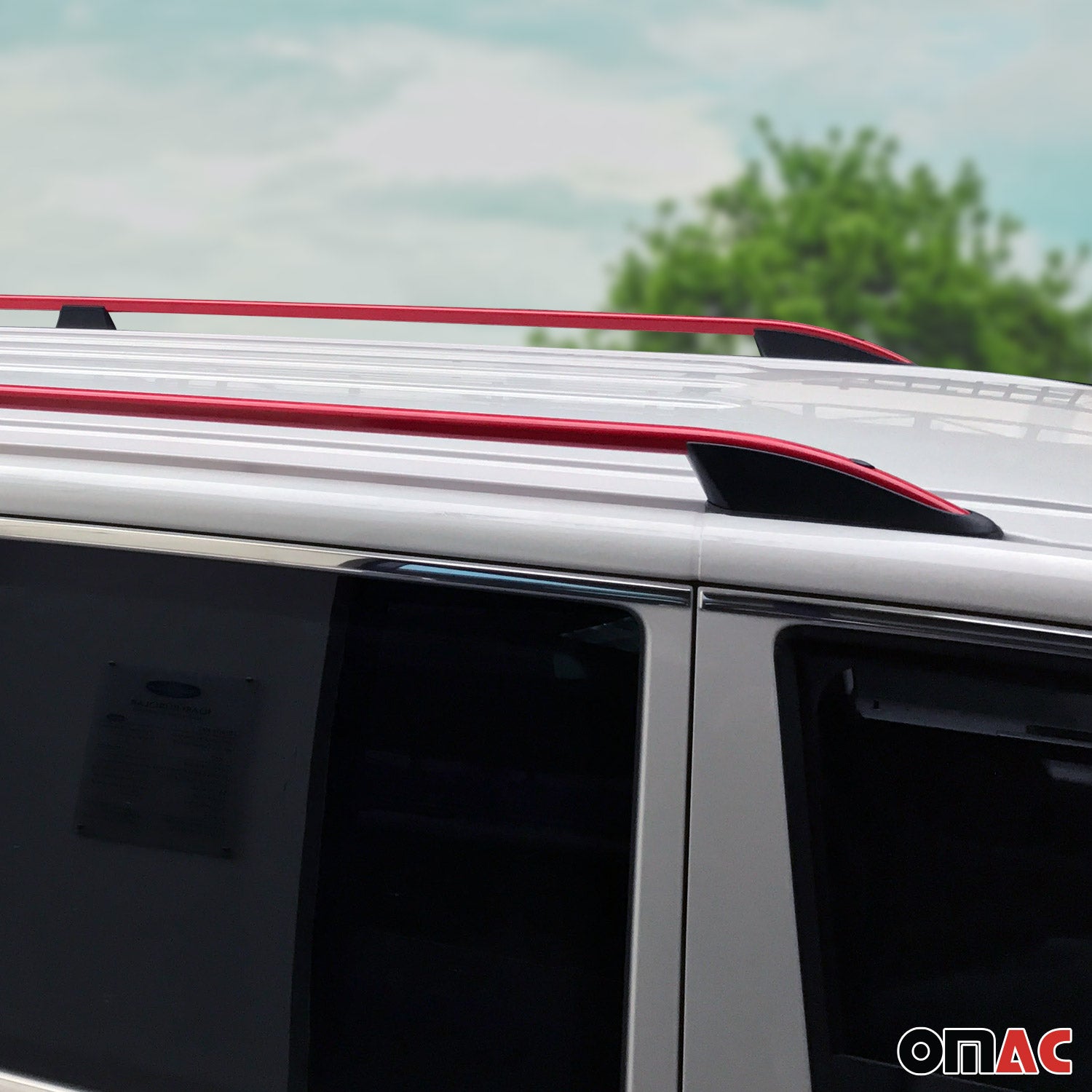 Dachreling Dachgepäckträger für VW Caddy Maxi 2003-2020 Aluminium Rot Schwarz 2x