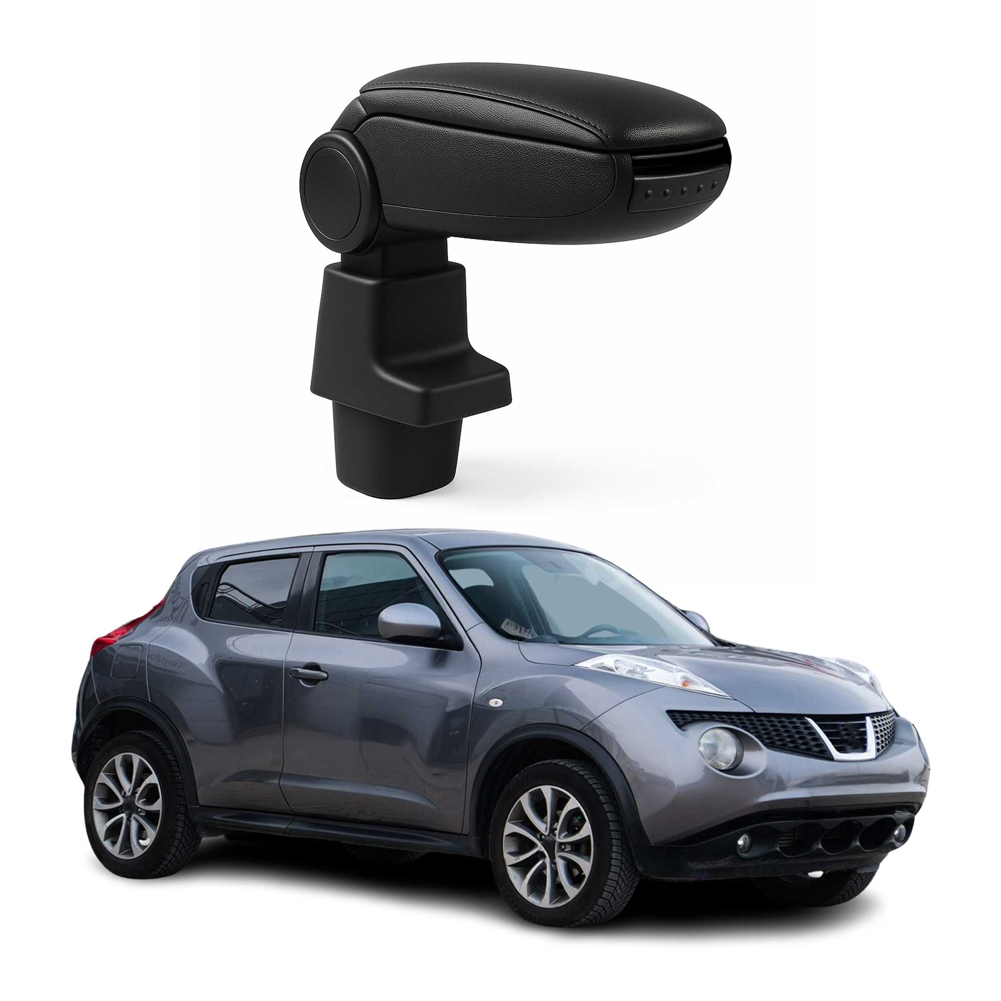 Mittelarmlehne Armlehne Mittelkonsole für Nissan Juke 2011-2019 PU-Leder Schwarz