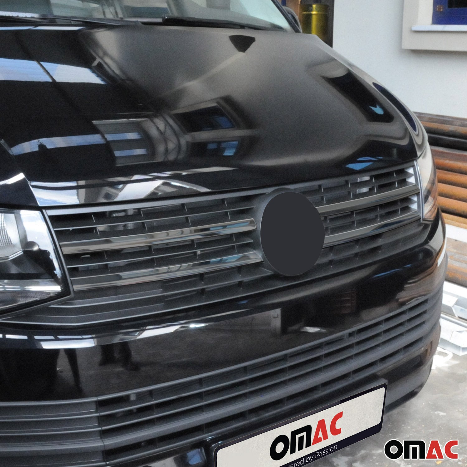 Kühlergrill Grillleisten für VW T6 Transporter 2015-19 Pre-FL Dunkel Chrom 4x