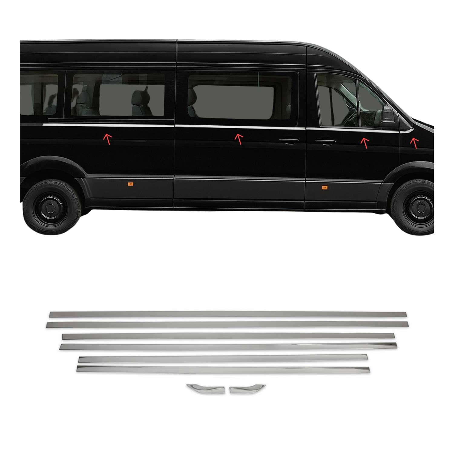 Fensterleisten Zierleisten für VW Crafter 2017-2026 L2 Radstand Edelstahl 8tlg