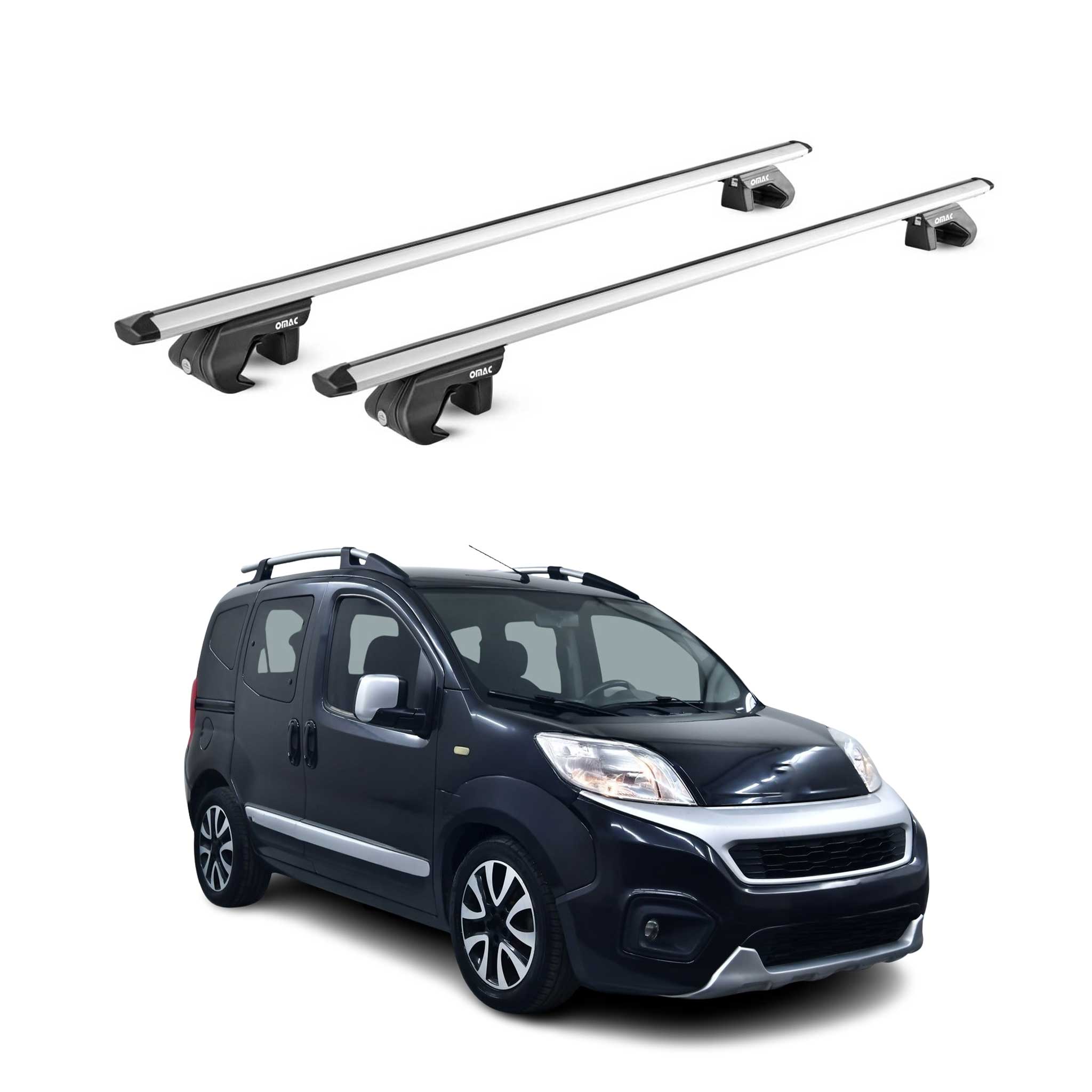 Dachträger für Fiat Fiorino Kurze Dachreling 2008-2020 5 tür 90kg Alu ABE Silber