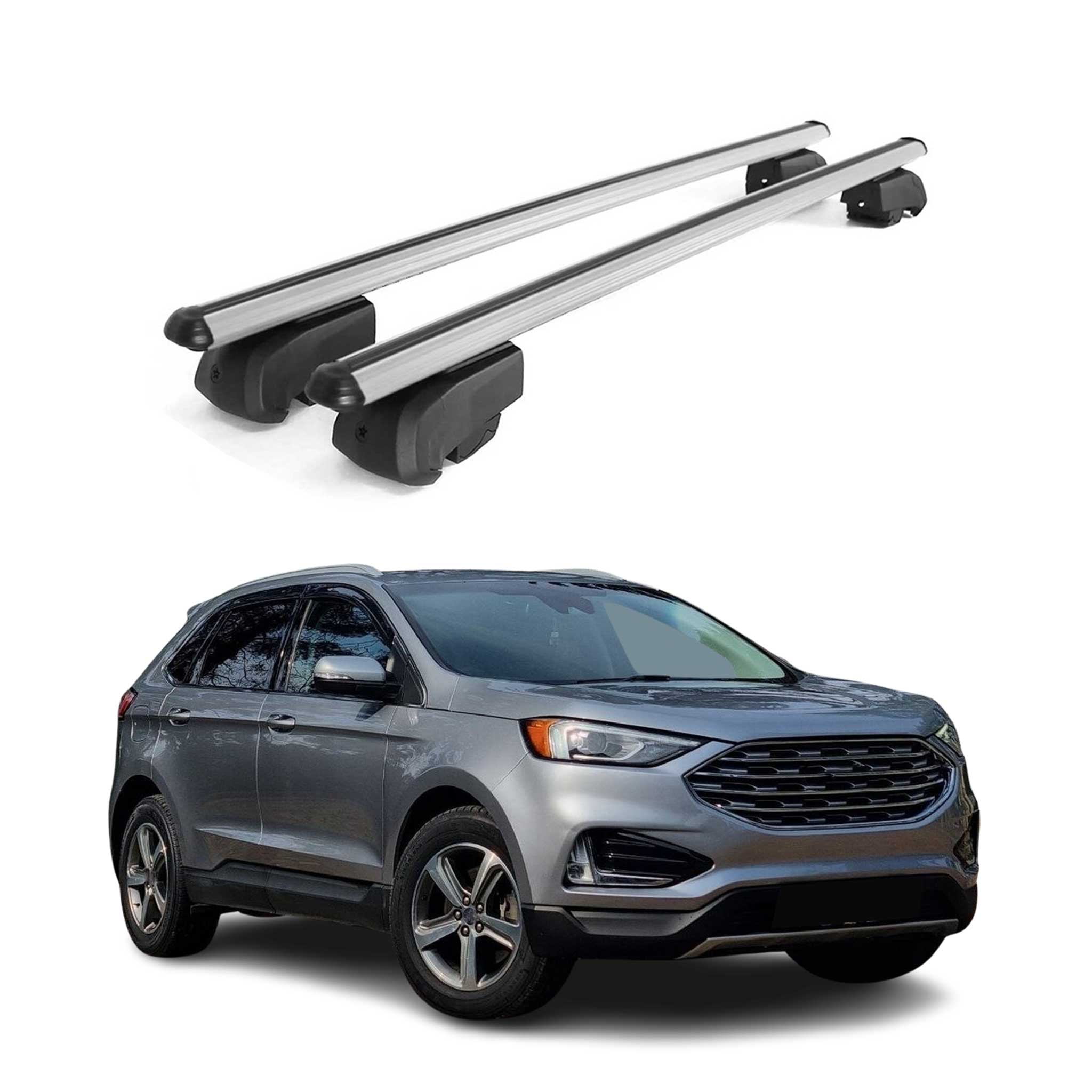 Dachträger Gepäckträger für Ford Edge 2015-2023 ABE Aluminium Grau 2x