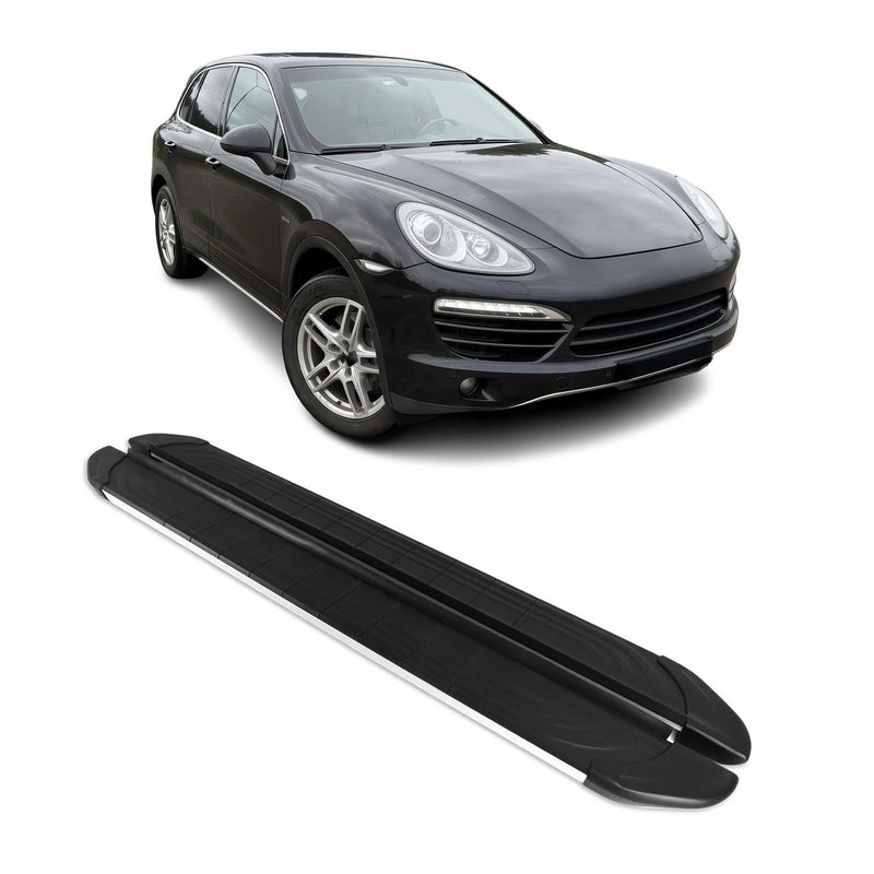 Trittbretter Seitenschweller für Porsche Cayenne 2010-2017 Alu Schwarz Grau