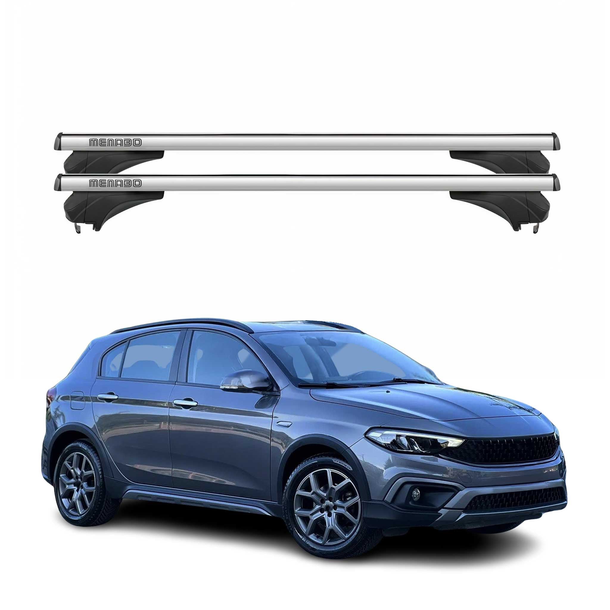 Menabo Dachträger Grundtäger für Fiat Tipo Cross 2020-2026 Aluminium Silber 2tlg