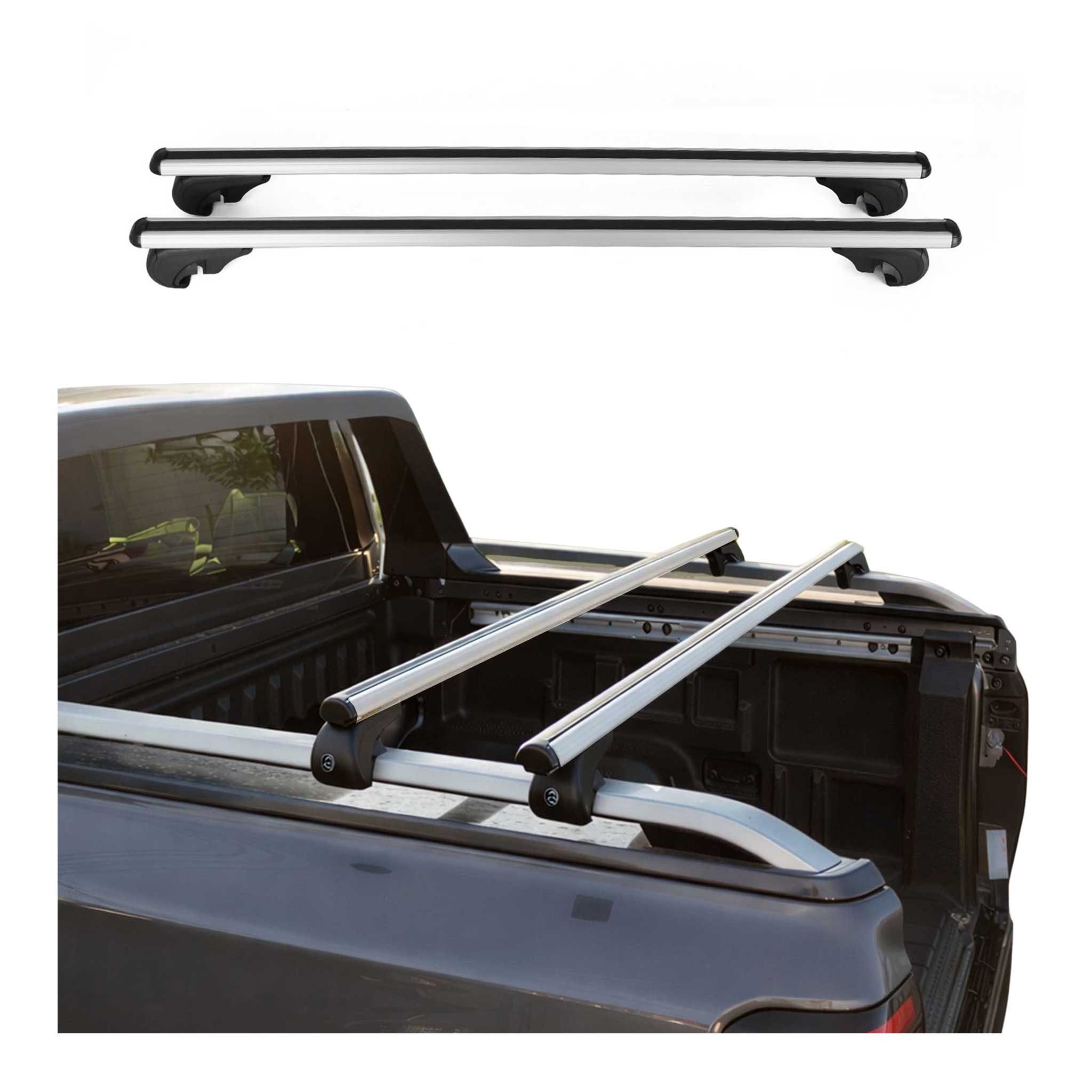 Dachträger Ladeflächenträger für Ford Ranger Wildtrack 2022-2024 Alu Silber 2x