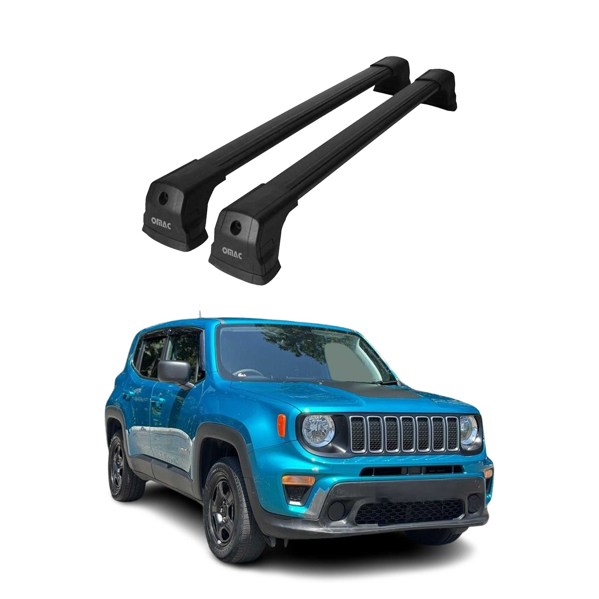 Dachträger Gepäckträger für Jeep Renegade 2015-2025 Aluminium Schwarz 2tlg
