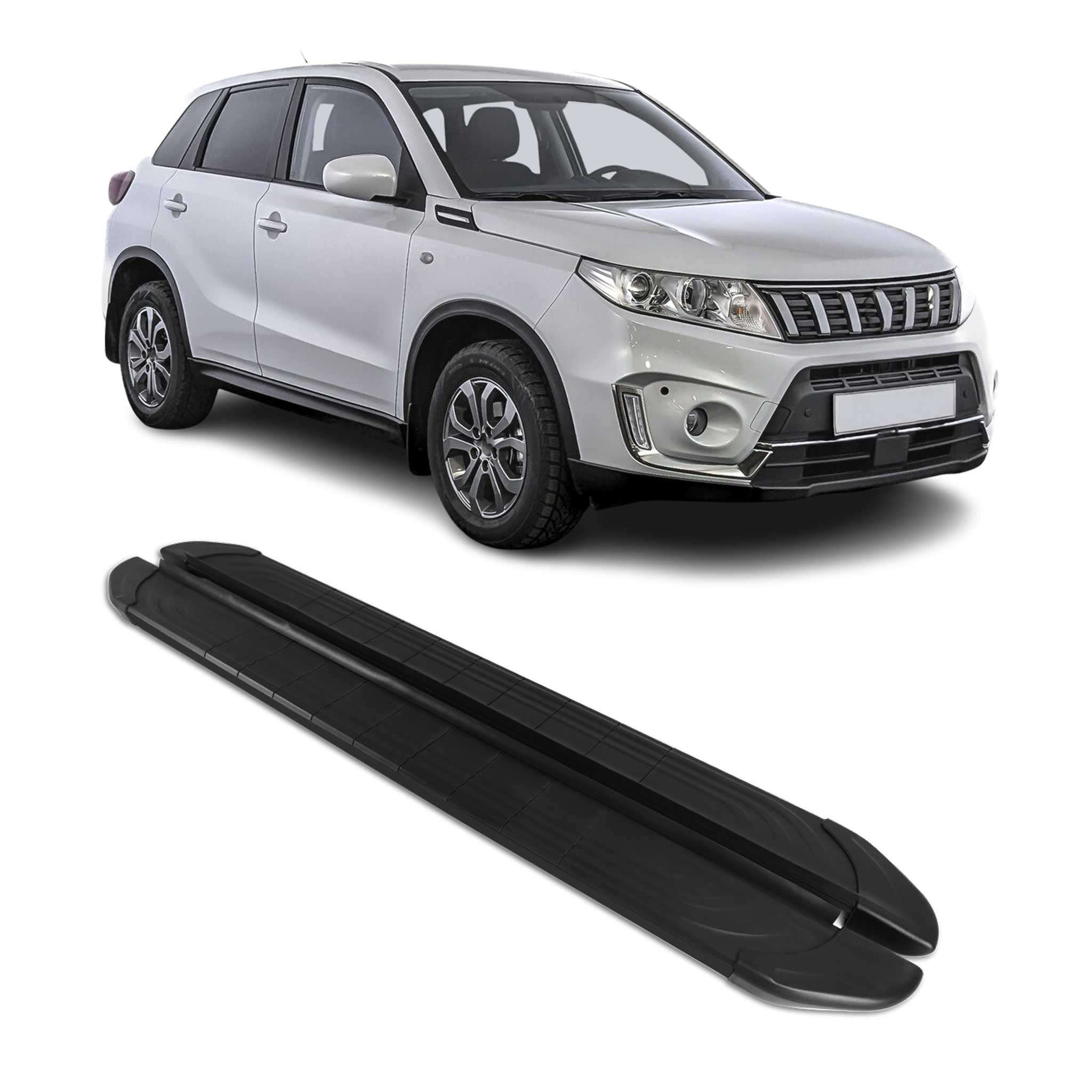 Trittbretter Seitenschweller für Suzuki Vitara 2015-2026 Aluminium Schwarz 2tlg