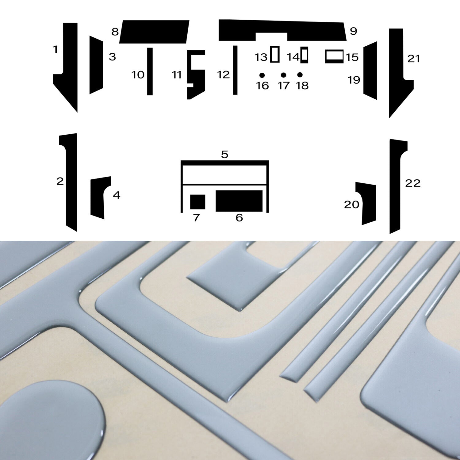 Innenraum Dekor Cockpit für BMW 5er E34 1987-1995 Aluminium Optik 22tlg