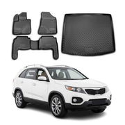 Fußmatten & Kofferraumwanne Set für Kia Sorento 2009-2014 Gummi TPE Schwarz 5x