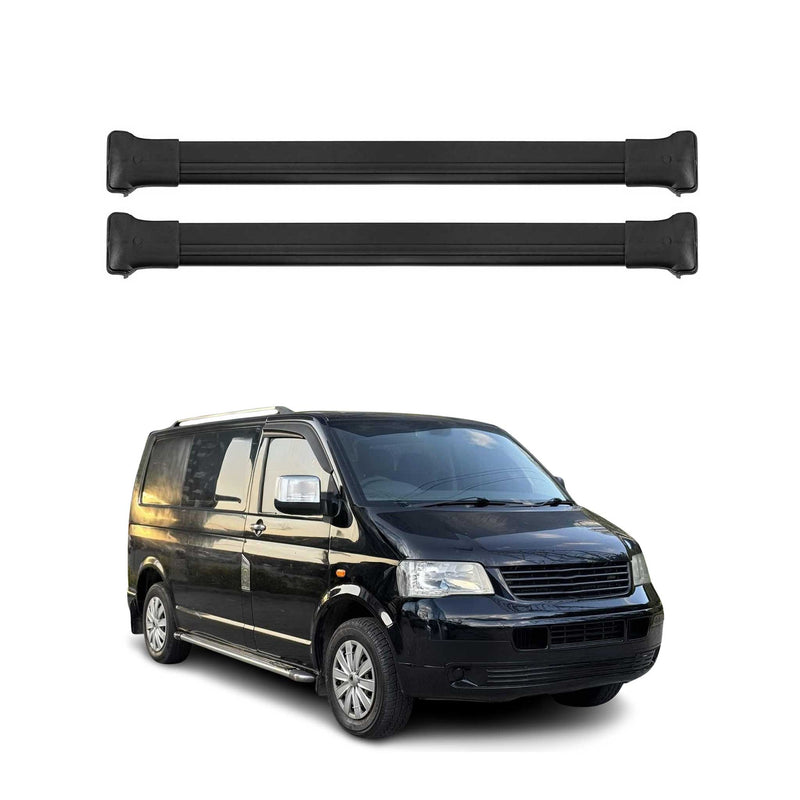 Dachträger Grundtäger für VW Transporter T5 2003-2015 75kg Alu Schwarz 2 tlg