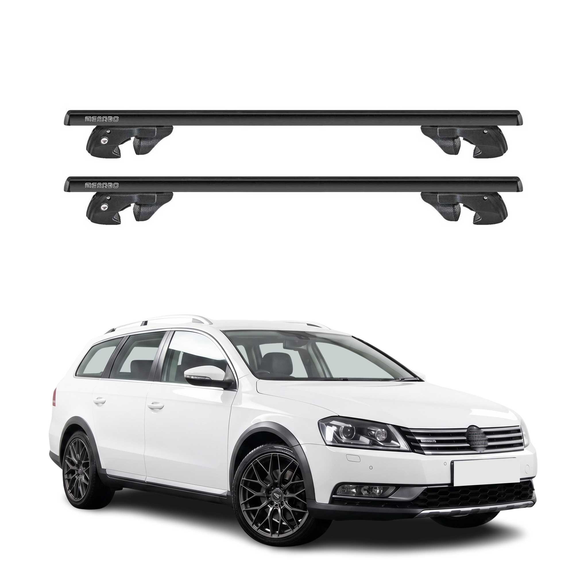 Dachträger Grundtäger für VW Passat B7 Alltrack 2012-2014 Alu TÜV Schwarz 2tlg