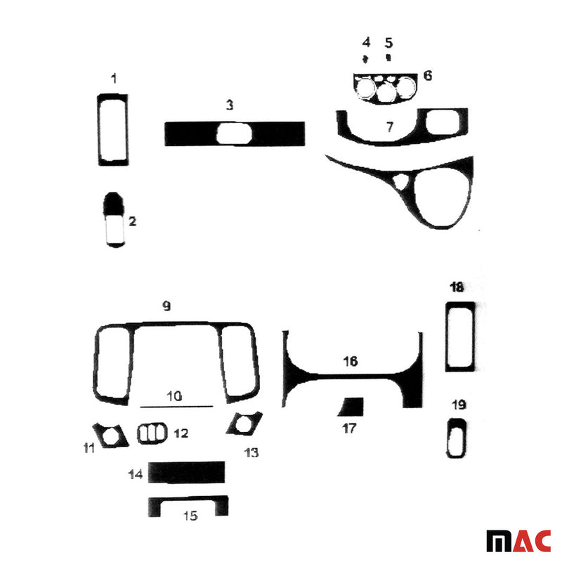 Innenraum Dekor Cockpit für Opel Vivaro 2001-2014 Aluminium Optik 19tlg