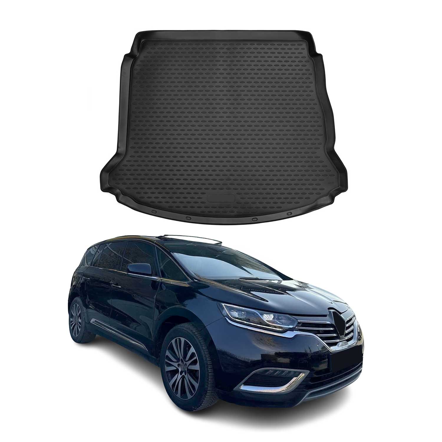 Kofferraummatte Kofferraumwanne für Renault Espace 2015-2020 Gummi TPE Schwarz