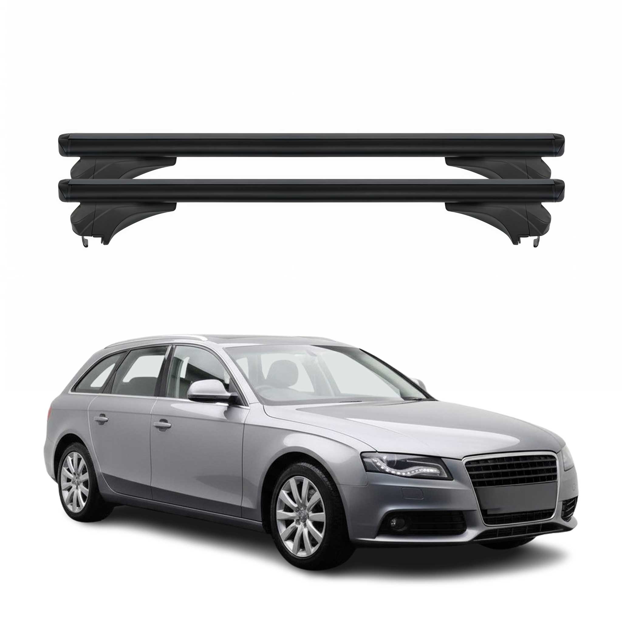 Menabo Dachträger Grundtäger für Audi A4 B8 Avant 2007-2015 Aluminium Schwarz 2x