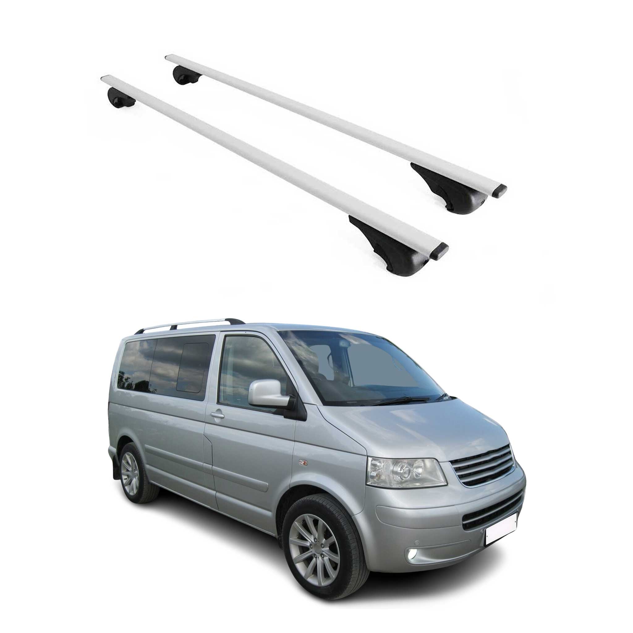 Dachträger für VW T5 T6 Transporter Multivan Caravelle 2003-24 Metall Silber 2x