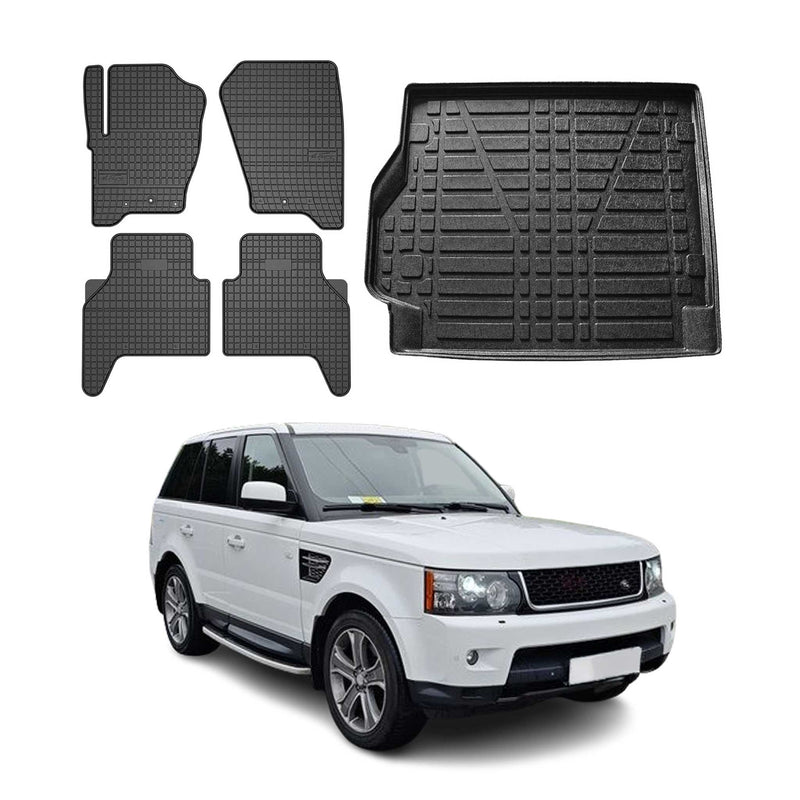 Fußmatten & Kofferraumwanne Set für Range Rover Sport L320 2005-2013 Gummi 5x