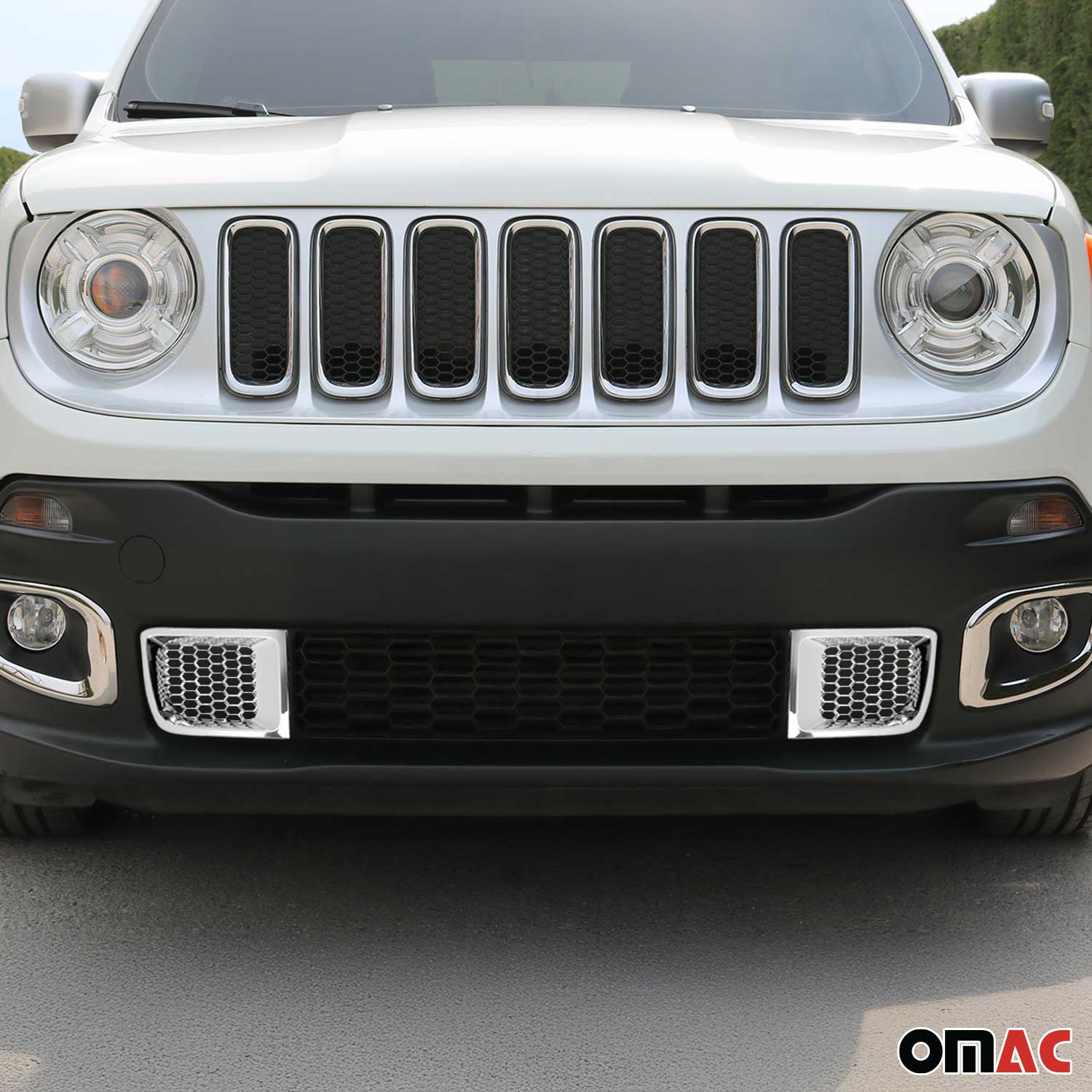 Kühlergrill Leisten Grillleisten für Jeep Renegade 2014-2024 Chrom ABS Silber 2x