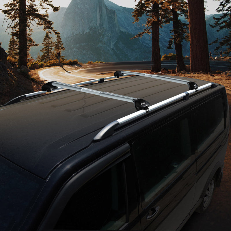 Dachreling + Dachträger Satz für Fiat Doblo 2010-2021 Langer L2 Alu Grau