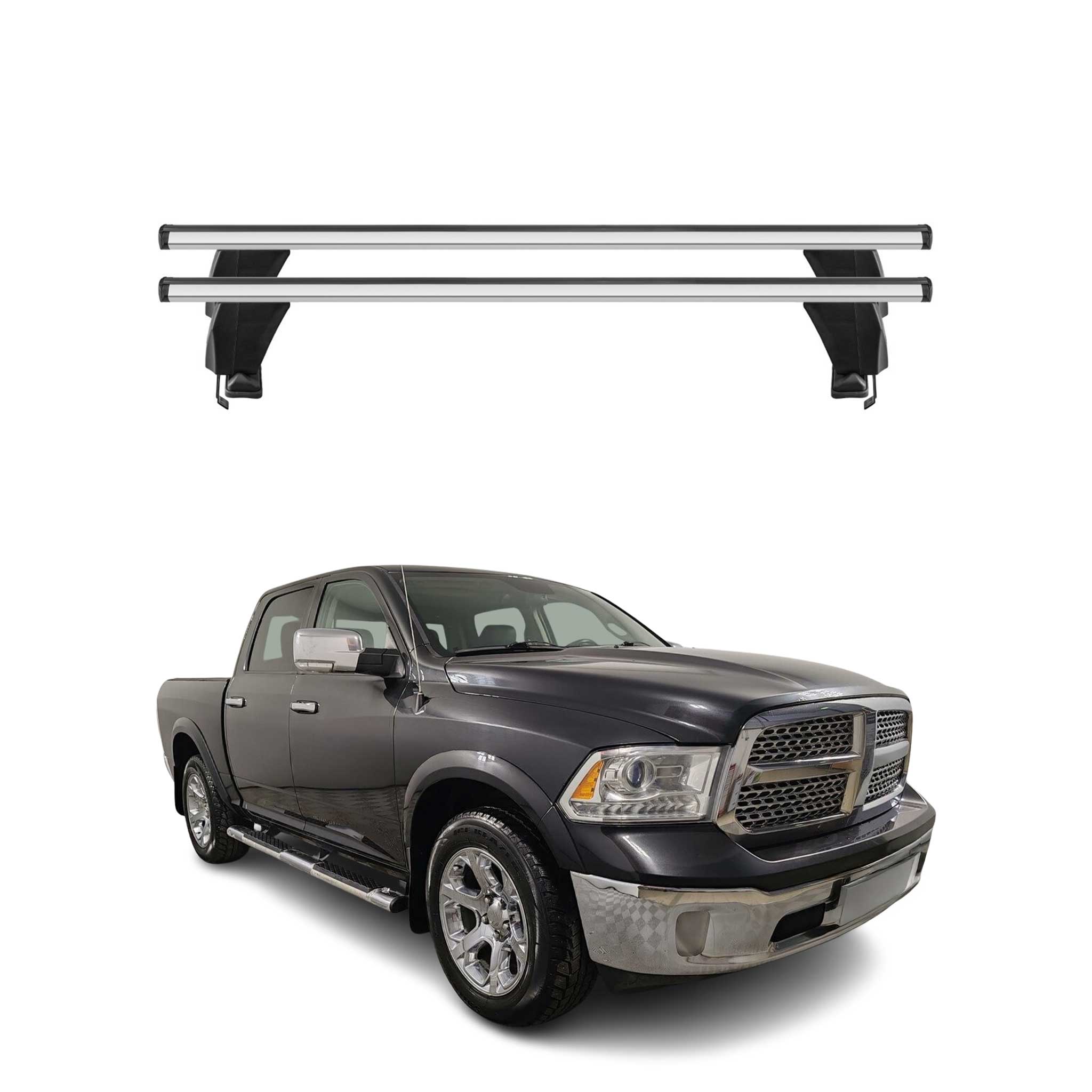 Menabo Dachträger Grundtäger für RAM 1500 2010-2017 50kg Aluminium Silber 2 tlg