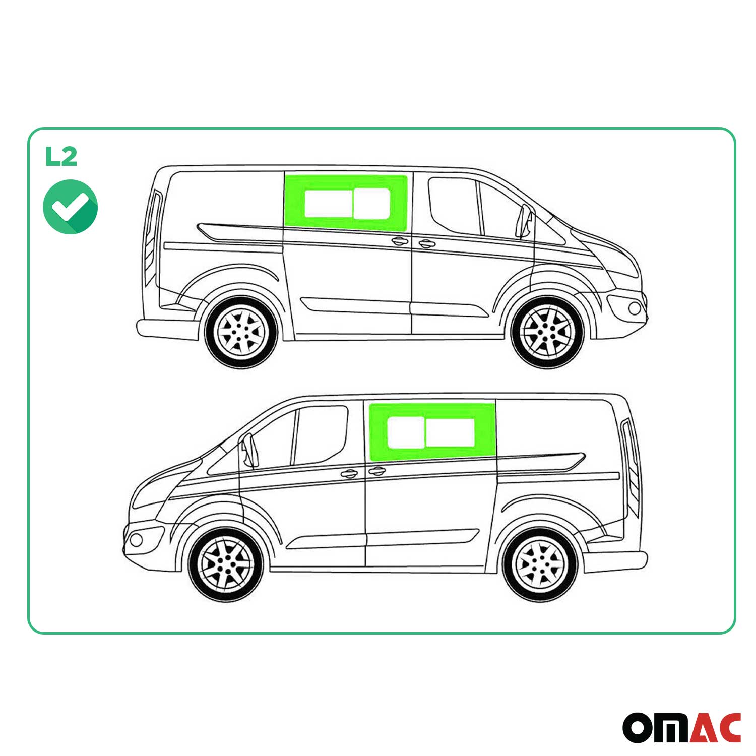 Seitenfenster Autoglas für Ford Transit Custom 2014-2024 Links Rechts L1 L2 SET