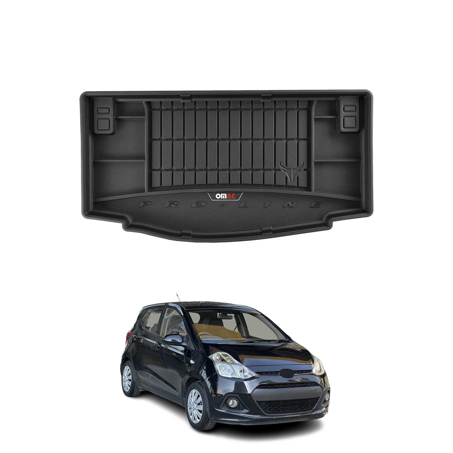 OMAC Gummi Kofferraumwanne für Hyundai i10 2013-2019 TPE Laderaumwanne Schwarz