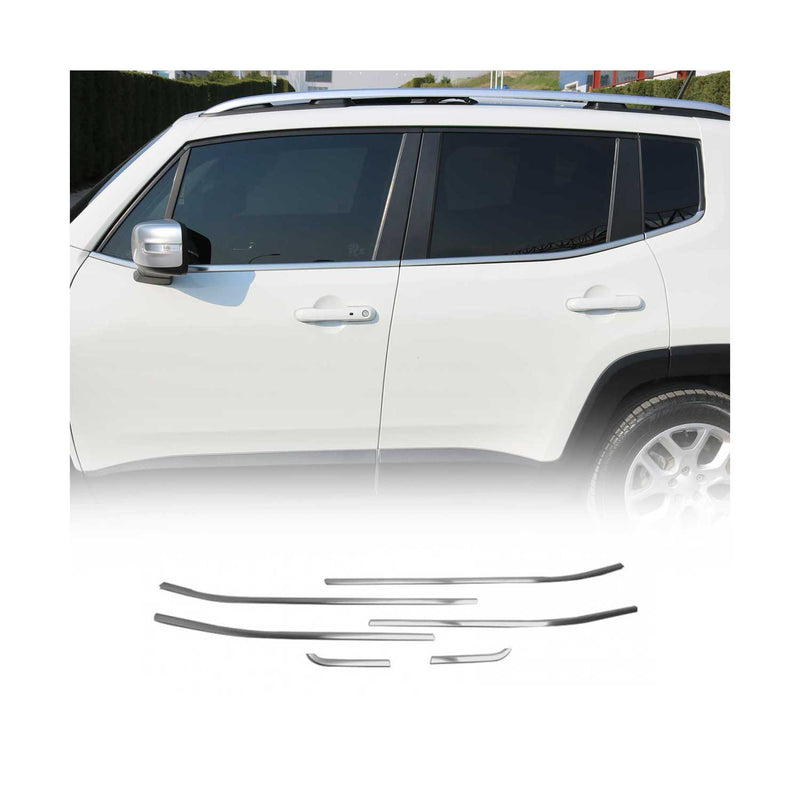 Fensterleisten Zierleisten für Jeep Renegade 2014-19 Edelstahl Chrom 6tlg