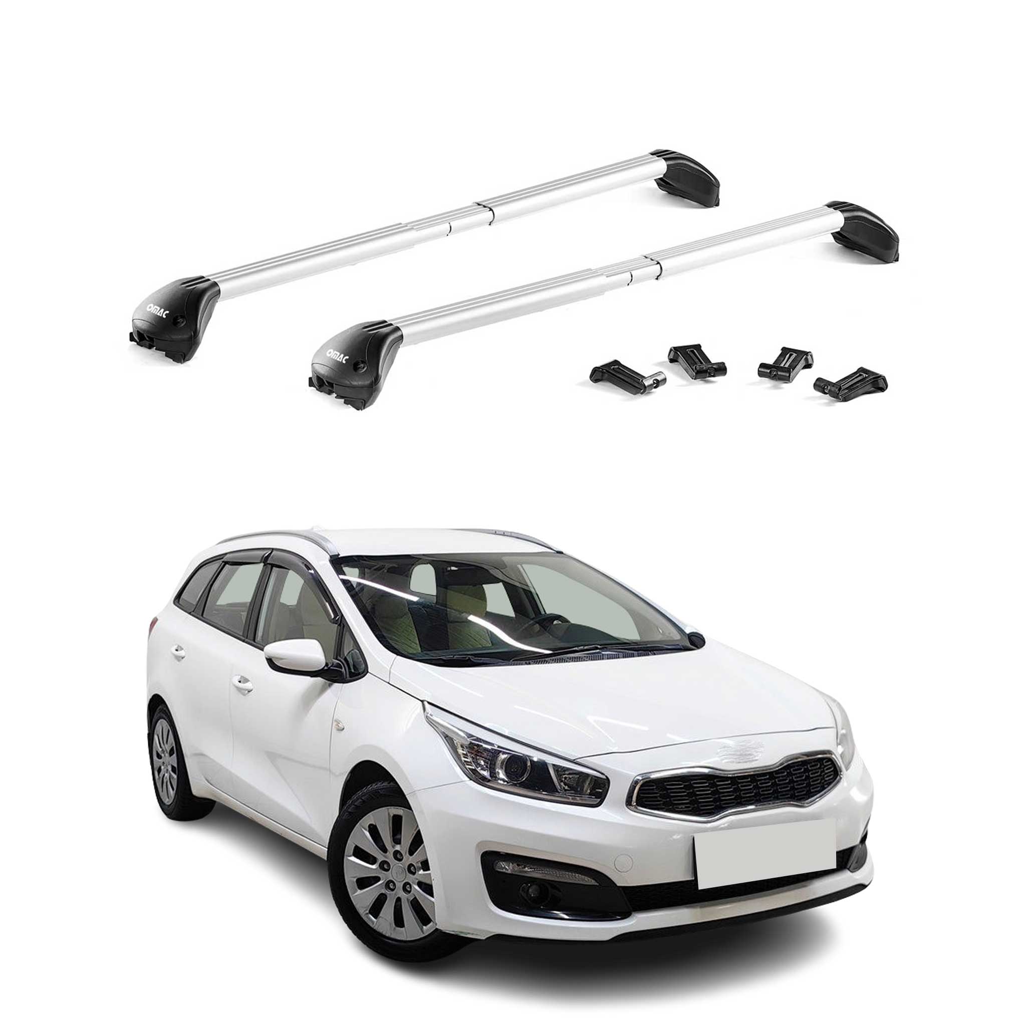Dachträger Grundtäger für Kia Ceed II Kombi 2012-2018 100kg Aluminium Silber ABE
