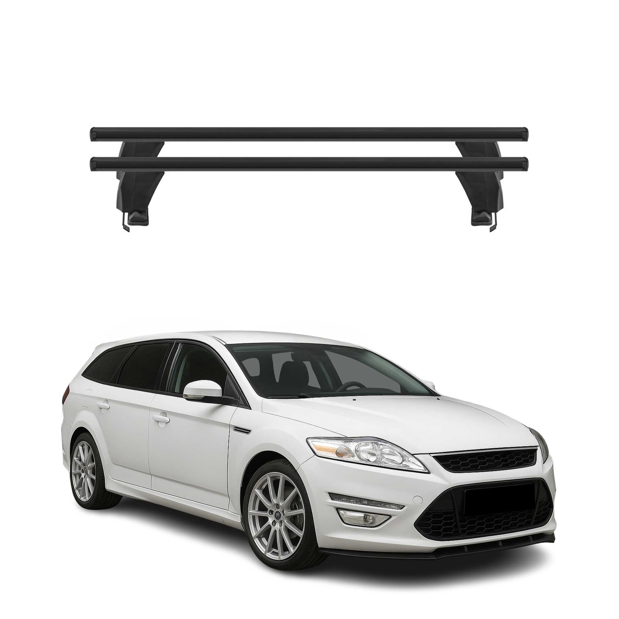 Menabo Dachträger für Ford Mondeo Liftback Turnier 2007-2014 50kg Alu Schwarz 2x