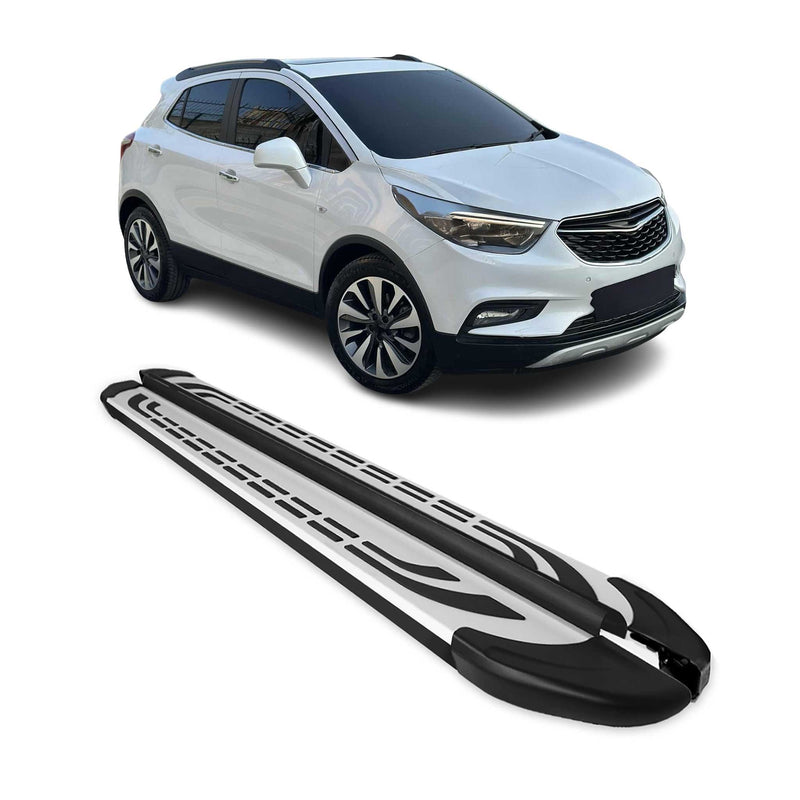 Trittbretter Seitenschweller Seitenbretter für Opel Mokka 2012-2019 Alu Schwarz