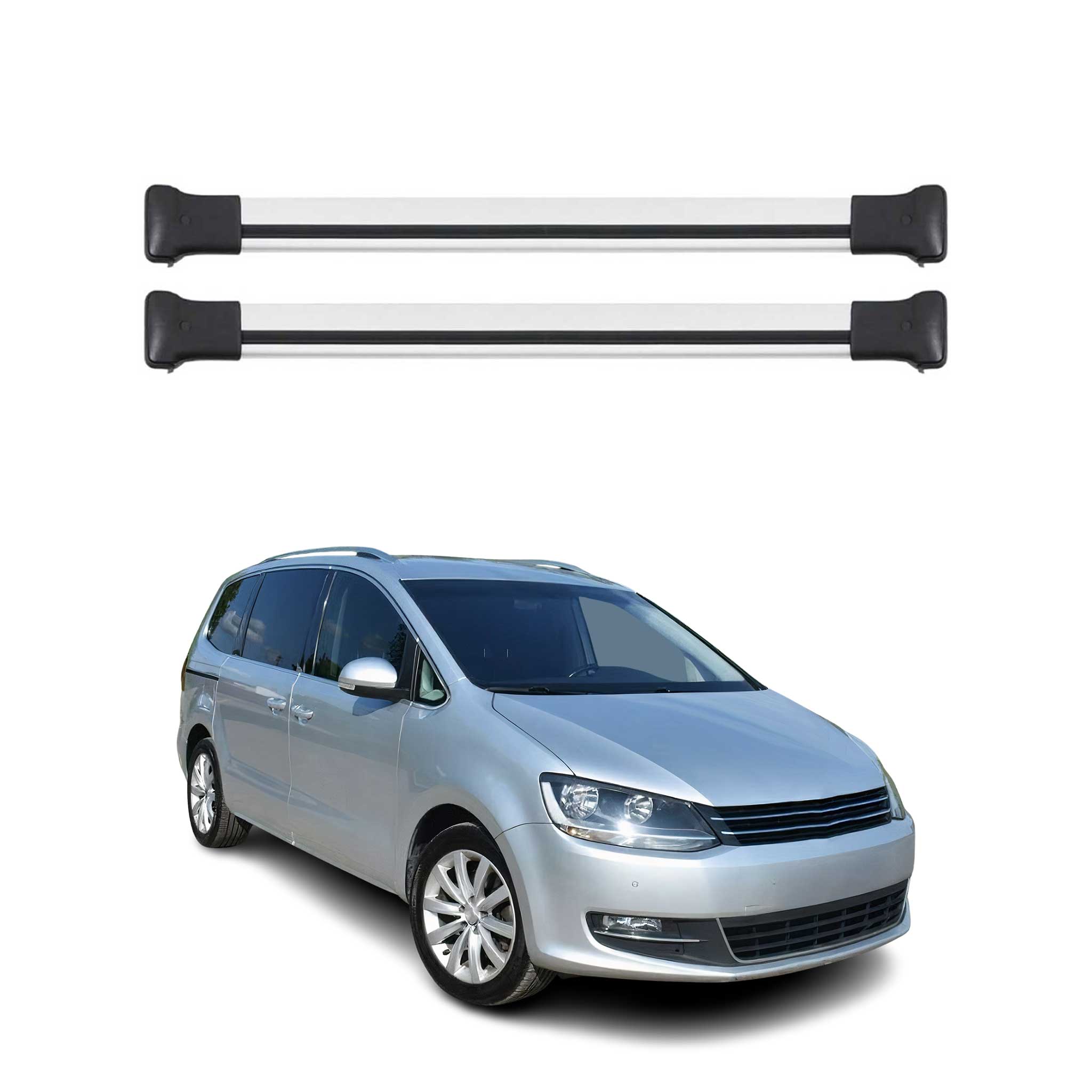 Dachträger Gepäckträger für VW Sharan 2010-2022 Relingträger Aluminium Grau 2x