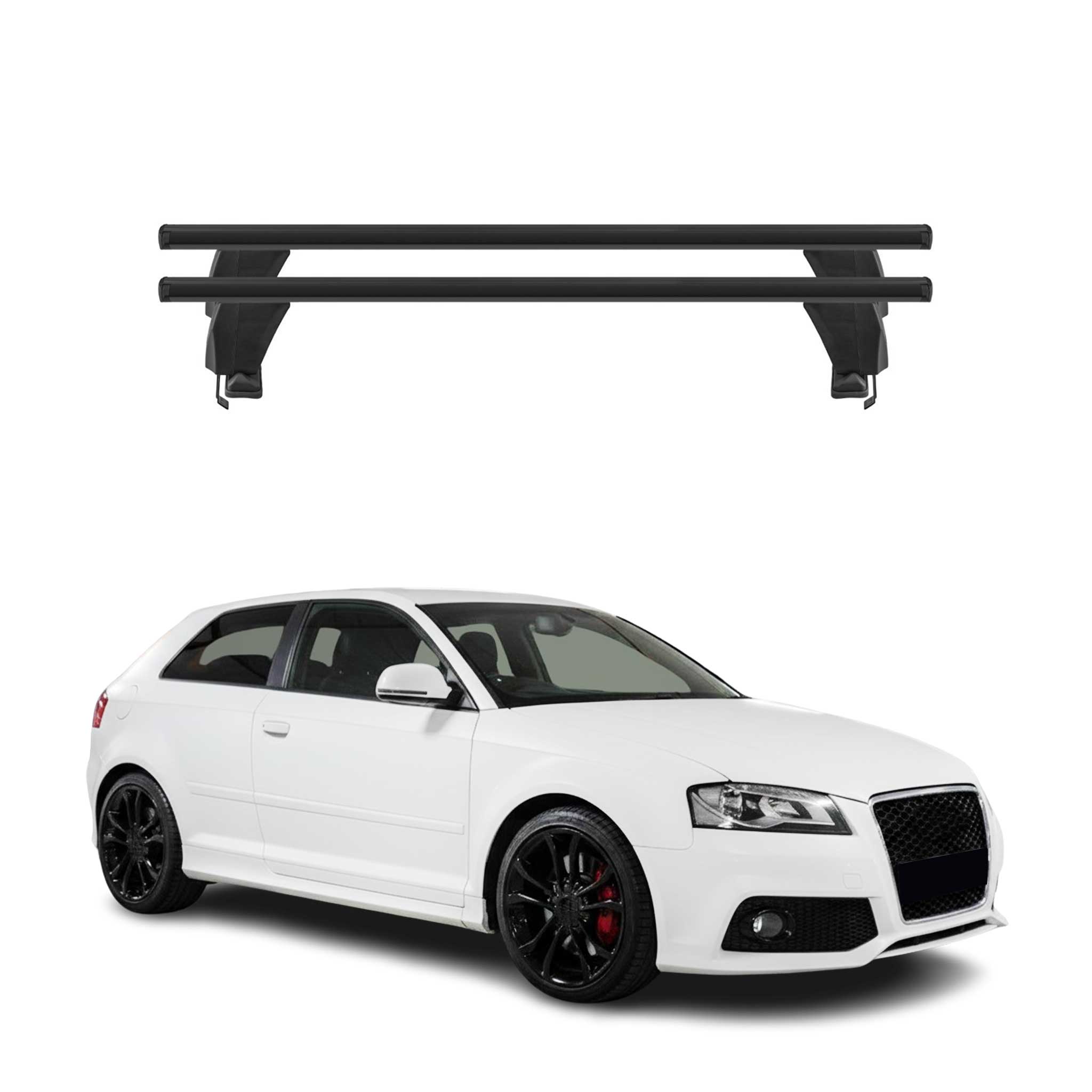 Menabo Dachträger Grundtäger für Audi A3 8P 3tür 2003-2012 50kg Alu Schwarz 2x