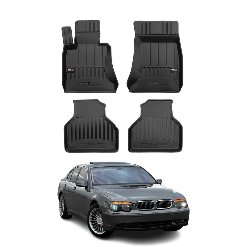 OMAC Gummi Fußmatten für BMW 7er E65 E66 E67 2001-2009 Premium Gummi Schwarz 4x
