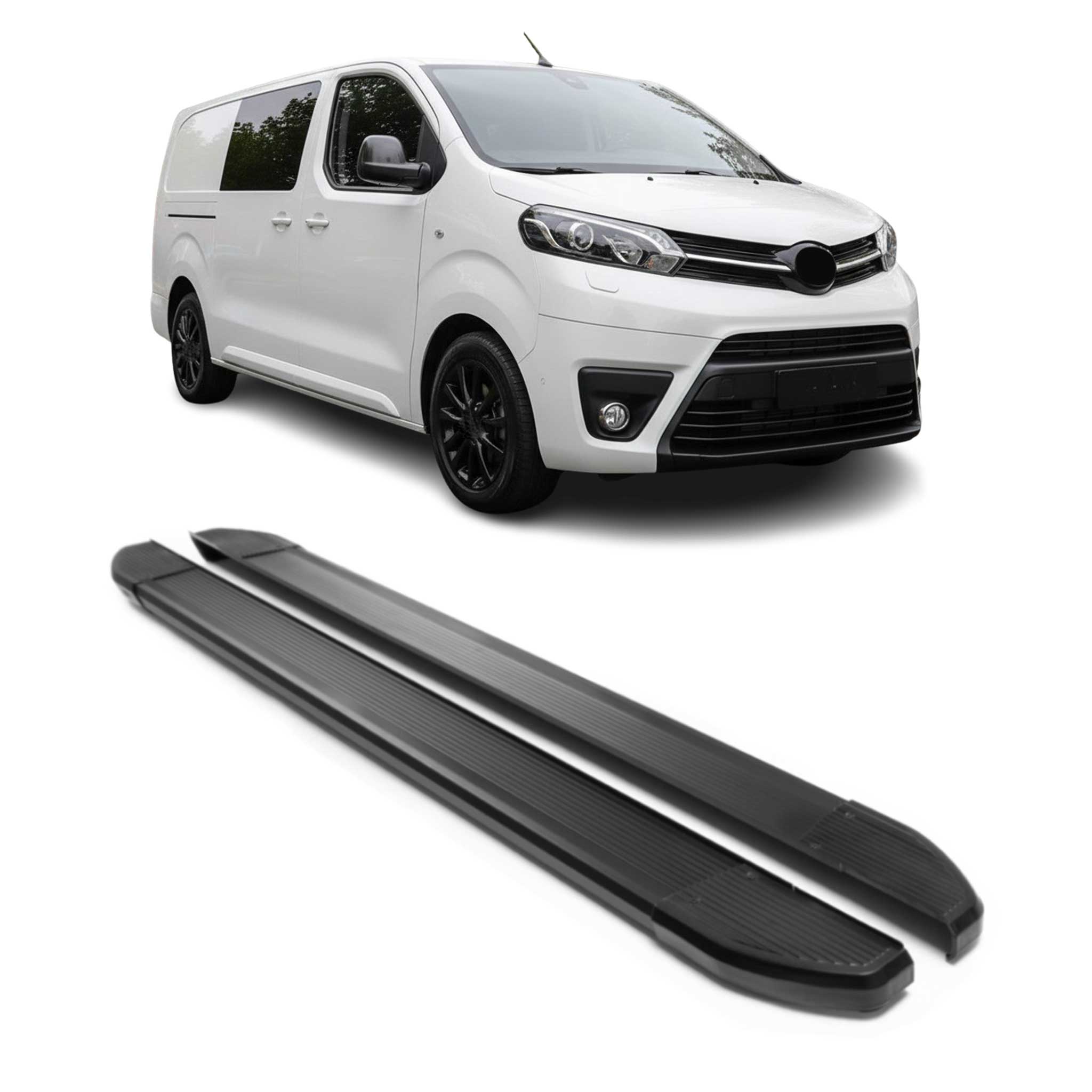 Alu Seitenschweller Trittbretter für Toyota Proace 2016-2026 L2 L3 Schwarz 2tlg