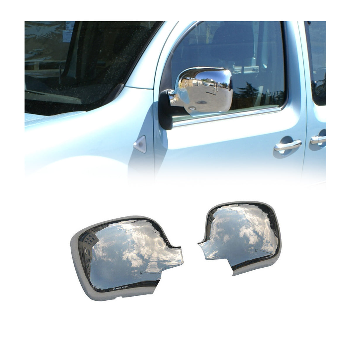 Spiegelkappen Spiegelabdeckung für Renault Kangoo 2008-2020 Chrom ABS Silber