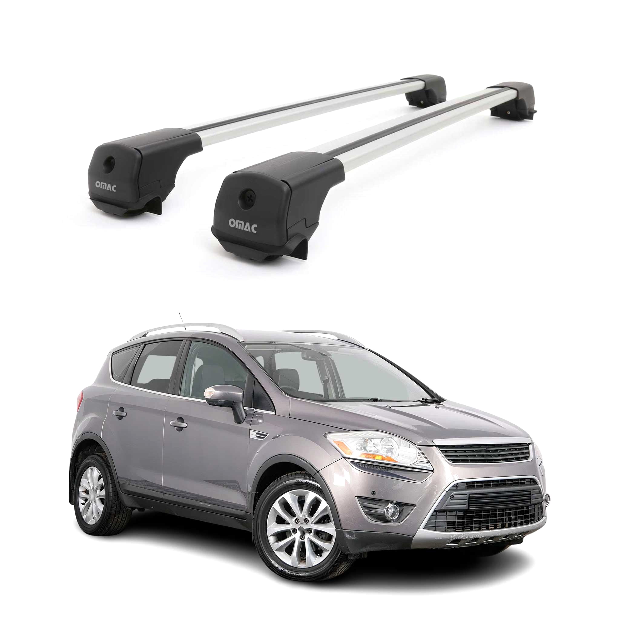 Dachträger Grundträger für Ford Kuga I 2008-2012 Aluminium 75kg Grau 2tlg