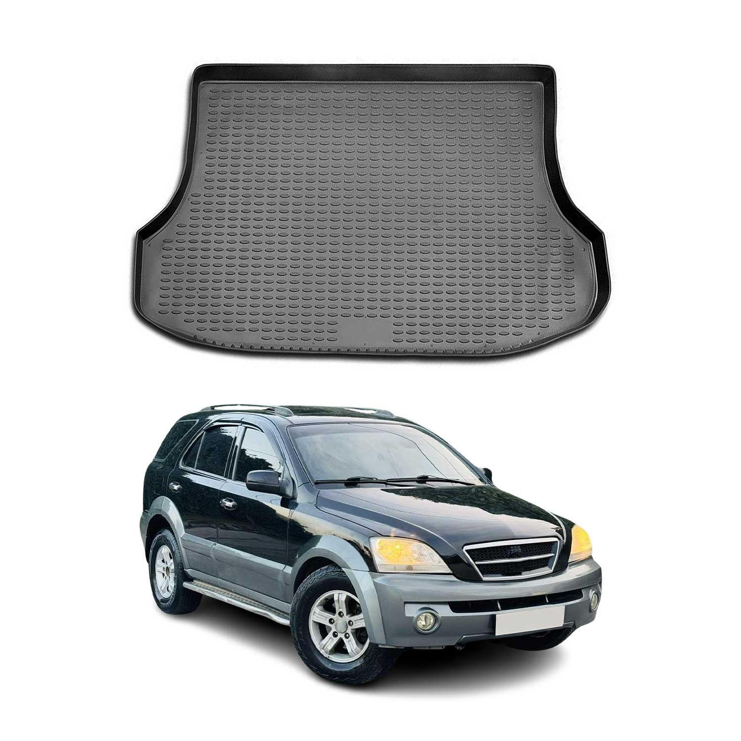 Kofferraummatte Kofferraumwanne für Kia Sorento 2002-2009 Gummi TPE Schwarz