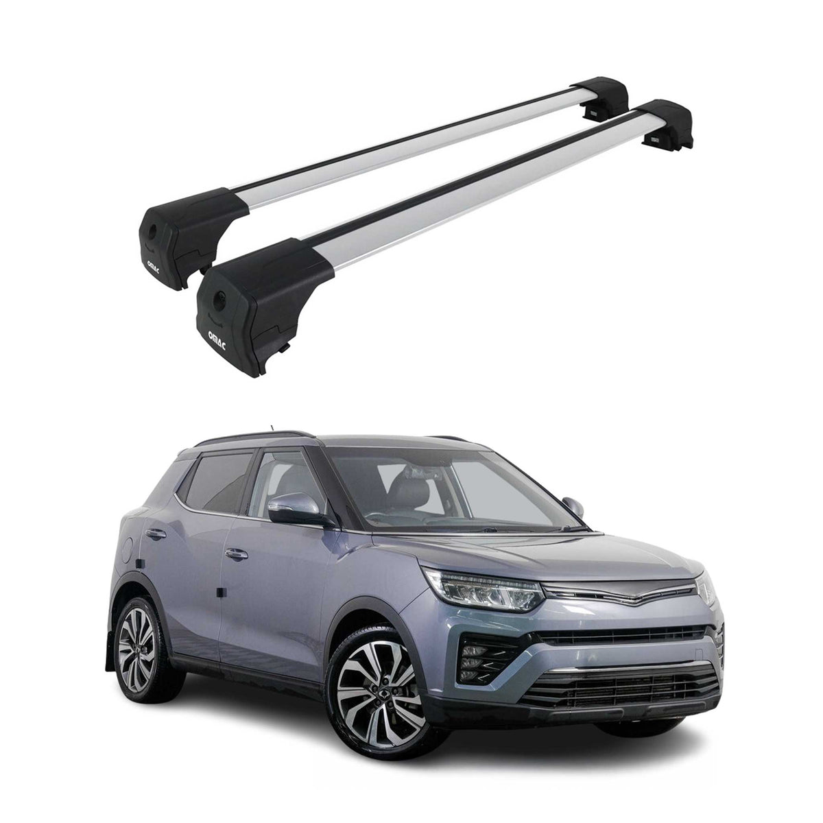 Dachträger Grundtäger für Ssangyong Tivoli 2015-2023 75kg Aluminium Silber 2 tlg