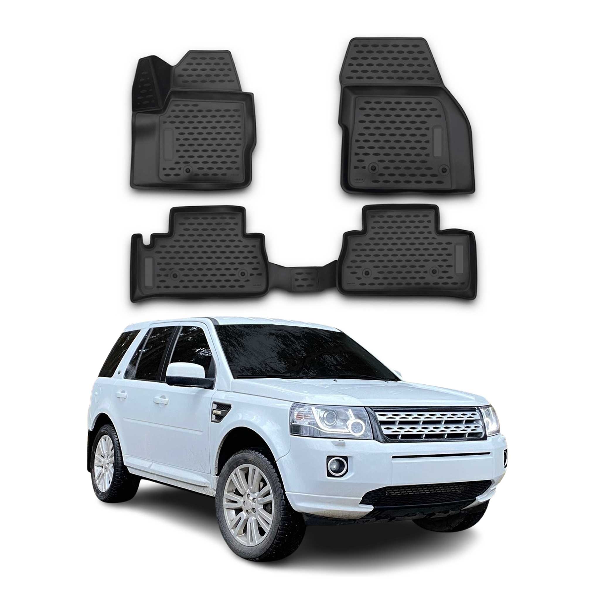 OMAC Gummimatten Fußmatten für Land Rover Freelander 2012-2014 TPE Schwarz 4x